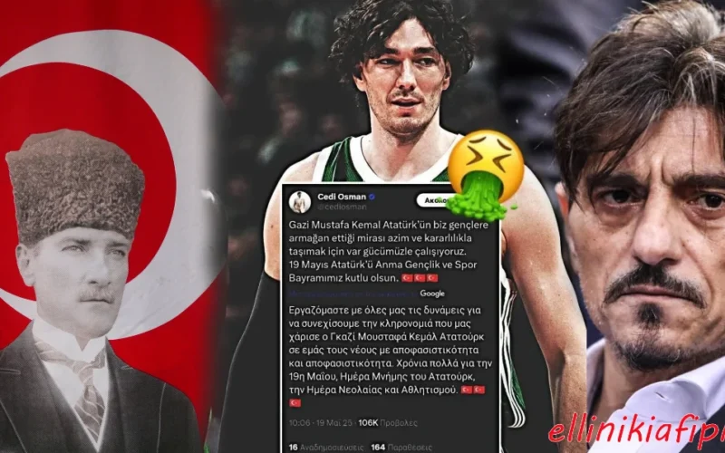 Σάλος από την ανάρτηση του μπασκετμπολίστα του Παναθηναϊκού Cedi Osman που υμνούσε τον Κεμάλ Ατατούρκ την ημέρα μνήμης της Γενοκτονίας των Ποντίων. Θα τον διώξετε κ. Γιαννακόπουλε…;