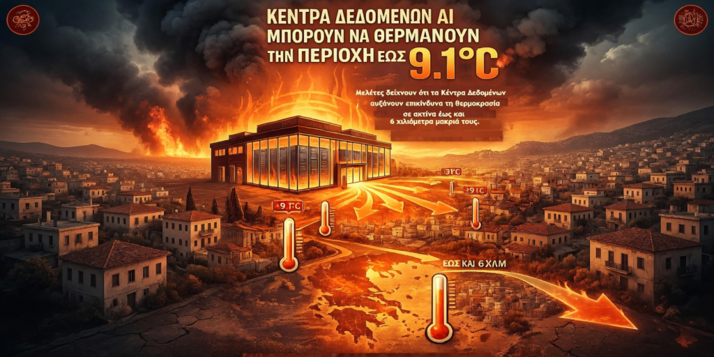 Μελέτη αποκαλύπτει ότι οι περιοχές γύρω από τα Κέντρα Αποθήκευσης Δεδομένων (Data Centers) είναι 9.1°C θερμότερες από το κανονικό - Αντιλαμβάνεστε τι σημαίνει αυτό για την Ελλάδα που εξελίσσεται ραγδαία σε περιφερειακό κόμβο Data Centers;