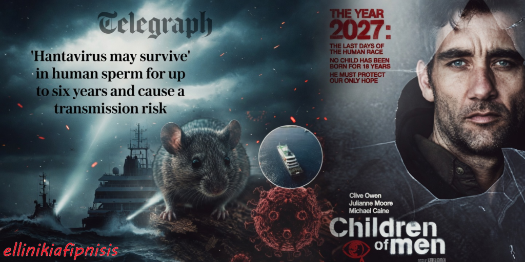 Η Telegraph δημοσίευσε μελέτη σύμφωνα με την οποία ο Χανταϊός επιβιώνει στο ανθρώπινο σπέρμα έως και έξι χρόνια και μεταδίδεται με σεξουαλική επαφή - Προσπαθούν να σταματήσουν την ανθρώπινη αναπαραγωγή; Θυμάστε την ταινία «Τα παιδιά των ανθρώπων»;