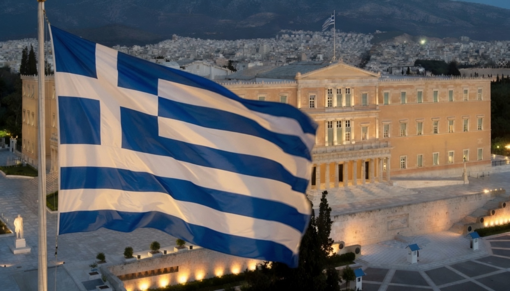Η ελληνική σημαία που κυματίζει μπροστά από το Κοινοβούλιο στην Αθήνα. Προτάσεις εθνικής αναγέννησης...
