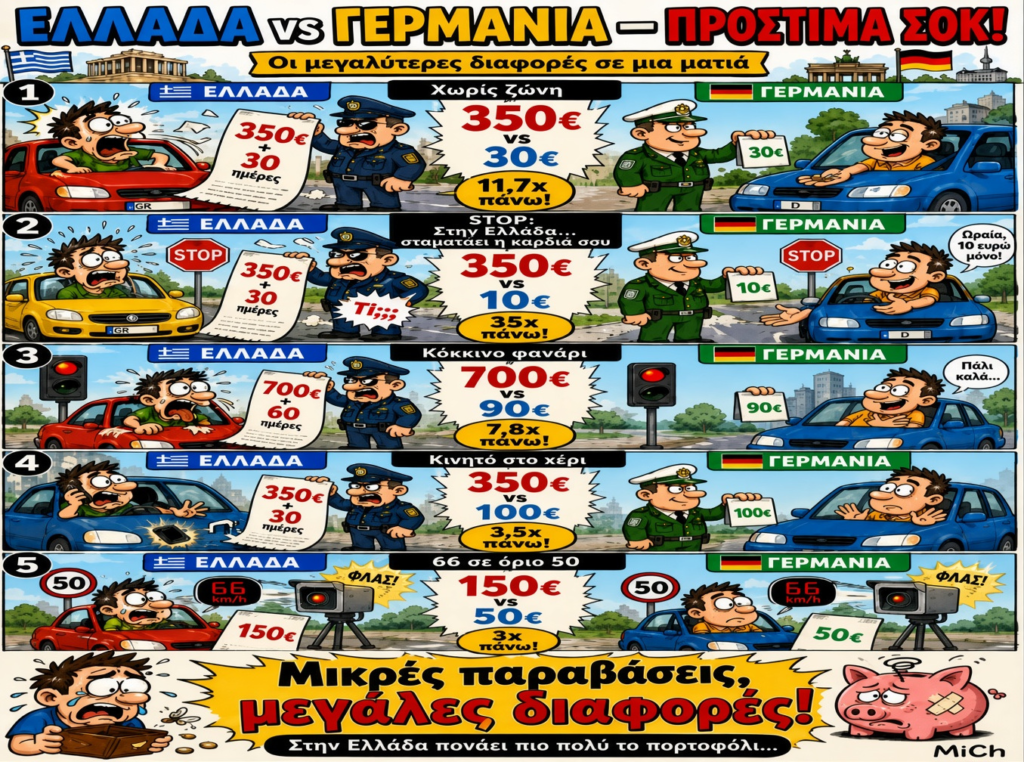 Ελλάδα - Γερμανία: Όταν ο ΚΟΚ μετατρέπεται σε φορολογικό τιμωρό. Γιατί ένας Έλληνας οδηγός μπορεί να πληρώσει πολλαπλάσια για την ίδια παράβαση από έναν Γερμανό...