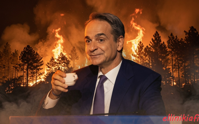 Ενώ η Ελλάδα φλέγεται, ο Κ.Μητσοτάκης κάνει προεκλογικό απολογισμό προσπερνώντας τις καταστροφές από τις πυρκαγιές, για τις οποίες όπως έγραψε «ευθύνεται η φύση και η ένταση των καιρικών φαινομένων που υπερβαίνουν τον σχεδιασμό της κυβέρνησης» – Ξανά ψηφίστε τον…