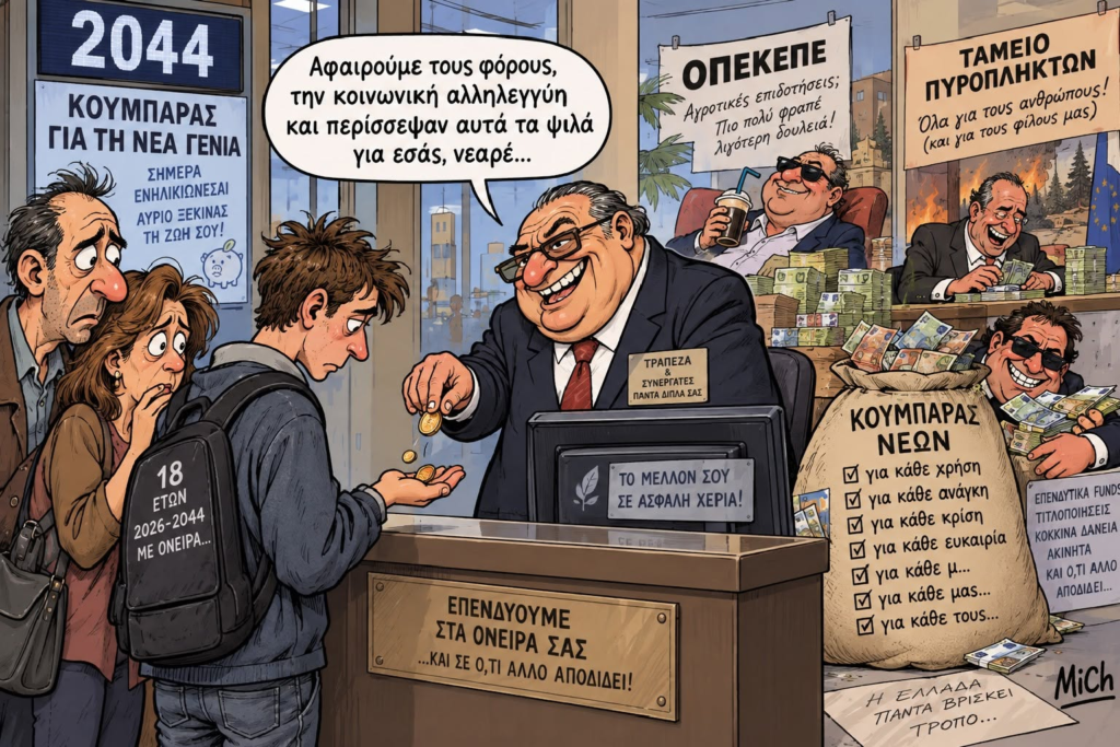 Αν ο «κουμπαράς» του Μητσοτάκη υπήρχε το 1992, τι θα είχε απομείνει το 2010; Στο μέλλον με τον «κουμπαρά» οι γονείς θα δανείζουν στα funds χρήματα, με τα οποία εκείνα θα αγοράζουν τα σπίτια που θα τους παίρνουν...