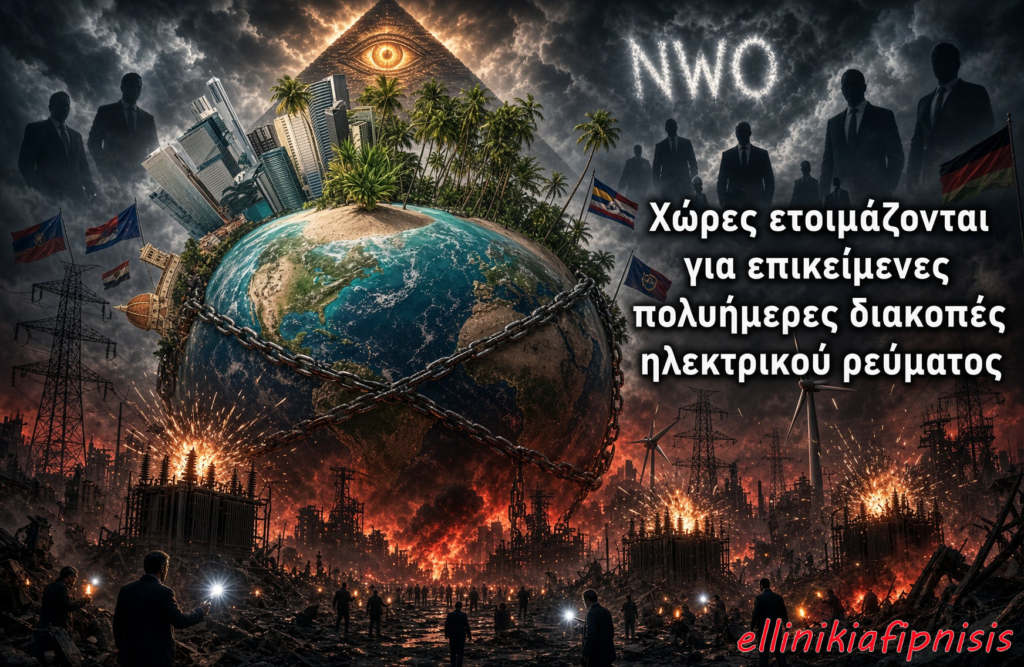 Μια εικονική αναπαράσταση του κόσμου με αλυσίδες και καταστροφές, υποδεικνύει επικείμενες πολυήμερες διακοπές ηλεκτρικού ρεύματος. Η Agenda 2030 σε τελικό στάδιο εφαρμογής. Κάτι τους βιάζει να μας φέρουν το τέλος της ζωής όπως την ξέρουμε...