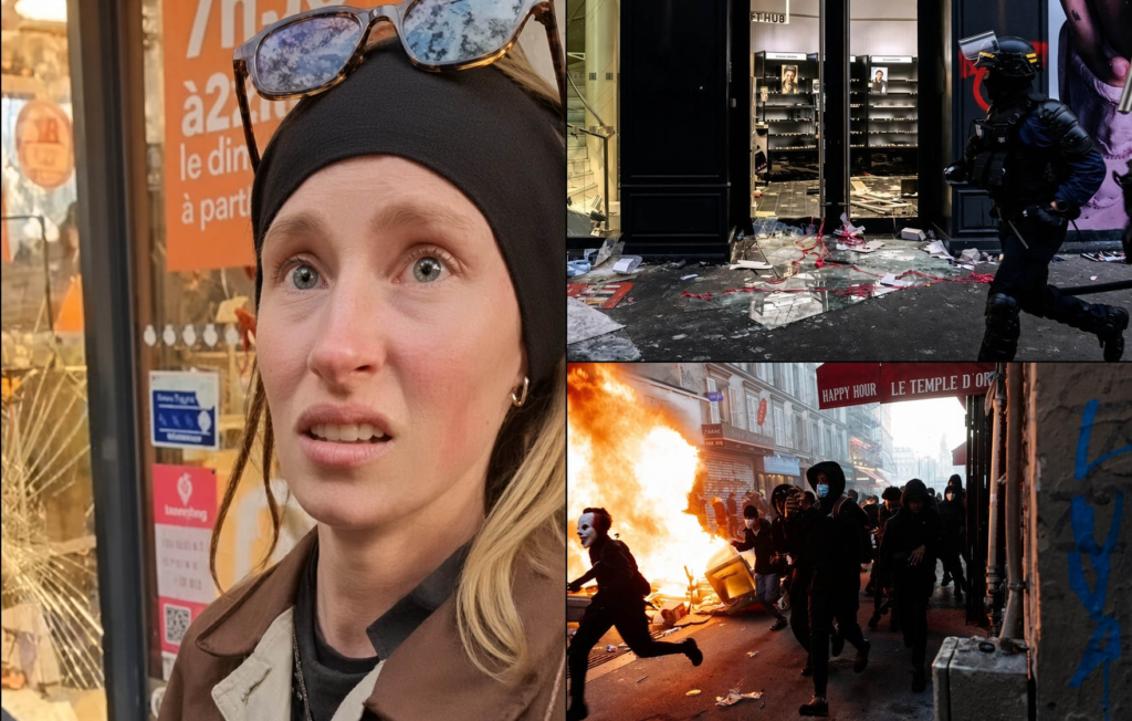 Ένα πρόσωπο με απογοητευ expression, μπροστά από ένα κατεστραμμένο κατάστημα με σπασμένα τζάμια. Γαλλία: Βλέποντας τις λεηλασίες των μεταναστών βγήκαν από τον λήθαργο πολλοί αφελείς «ρομαντικοί» αριστεροί διεθνιστές, όπως η Γαλλίδα που φώναζε «Σταματήστε, δεν είναι αυτός ο σκοπός μας!» - Και ποιος είναι πλέον;