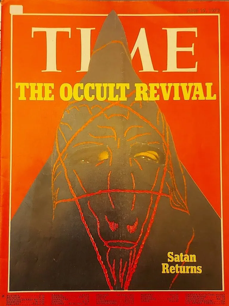 Εξώφυλλο του περιοδικού TIME με τίτλο "Ο Επαναστατικός Οκulta" και σχεδίαση ενός διαβόλου.